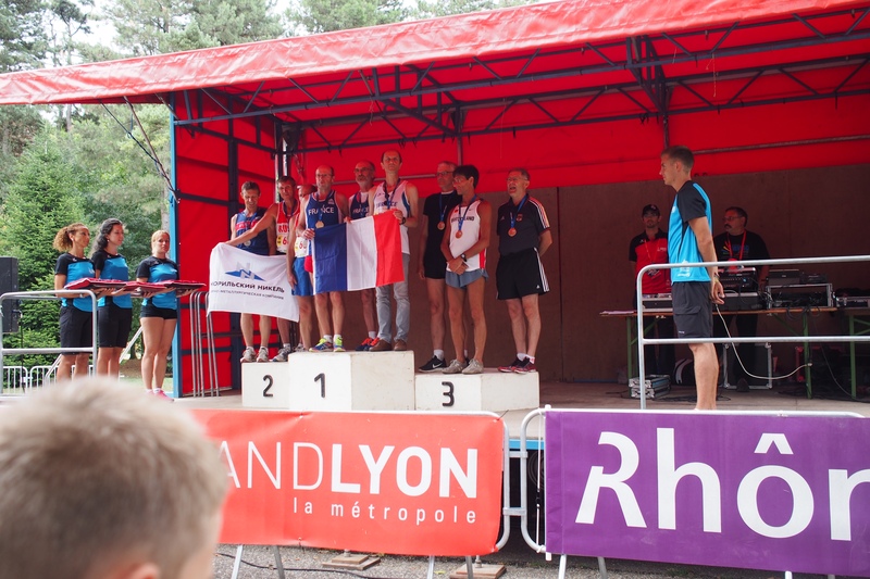 WMAC Lyon 2015, 9 août, podium équipes 10km M60
