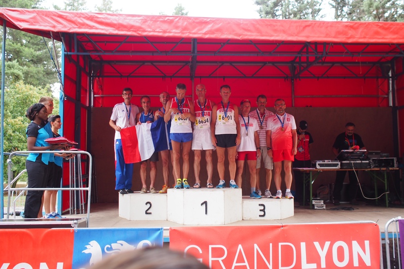 WMAC Lyon 2015, 9 août, podium équipes 10km M55